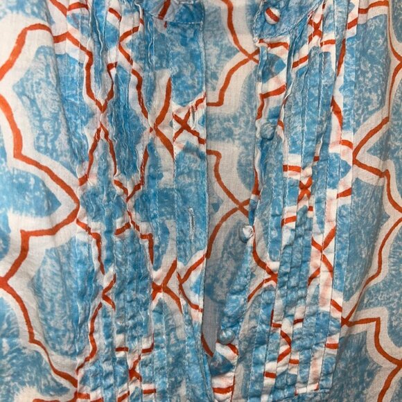 Roberta Roller Rabbit turquoise red Moroccan Tile Print cotton tunic dre… - Picture 4 of 6